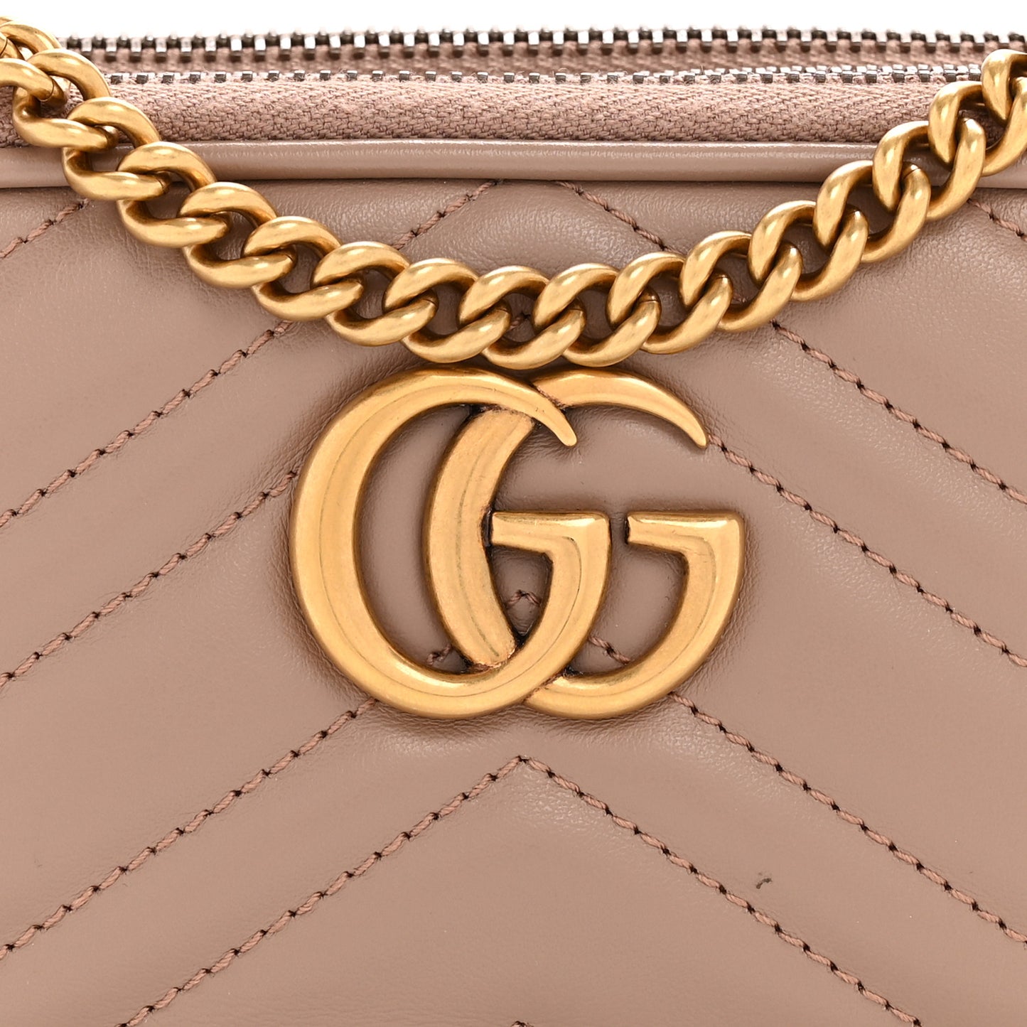 Calfskin Matelasse Mini GG Marmont Chain Crossbody Bag Porcelain Rose