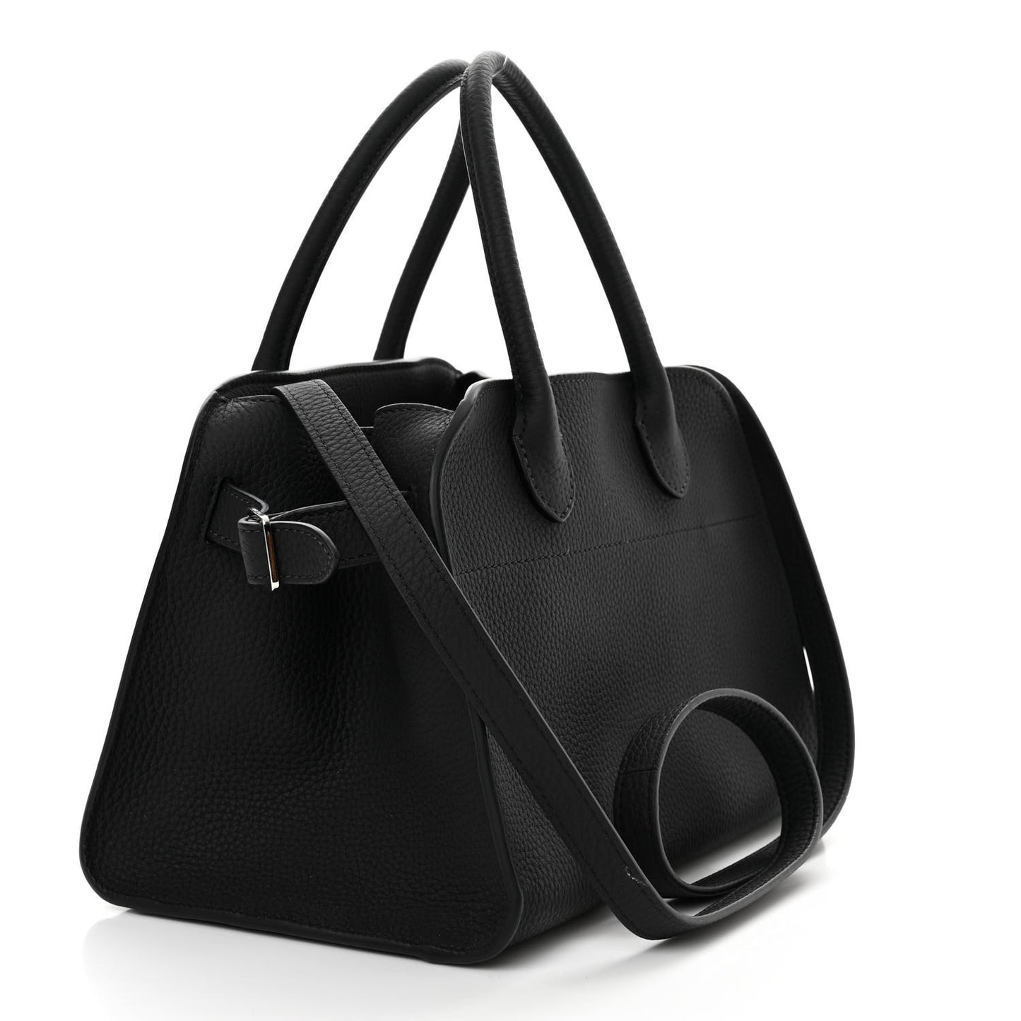 Grained Calfskin Soft Margaux 10 Bag Black
