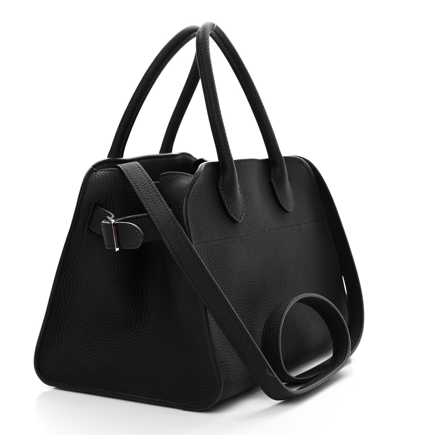 The Row Grained Calfskin Soft Margaux 10 Bag Black 3 of 9