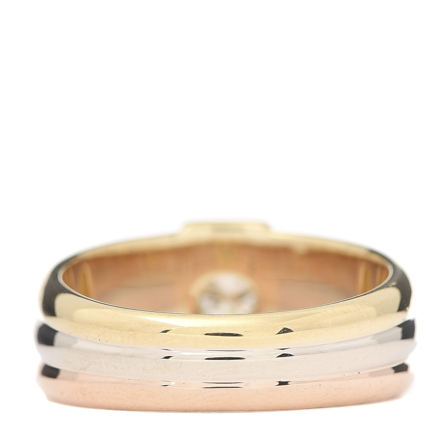 18K Pink Yellow White Gold Diamond Solitaire Trinity Ring 54 6.75