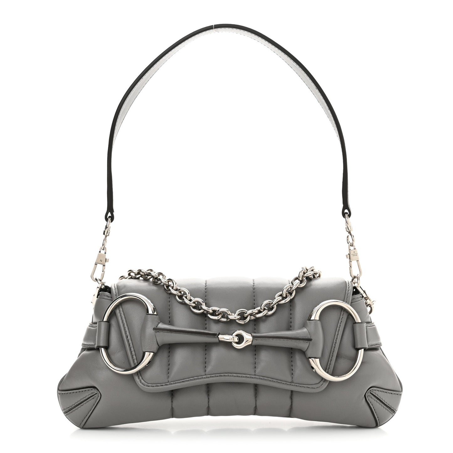 Nappa Vertical Matelasse Small Maxi Horsebit Chain Shoulder Bag Gray