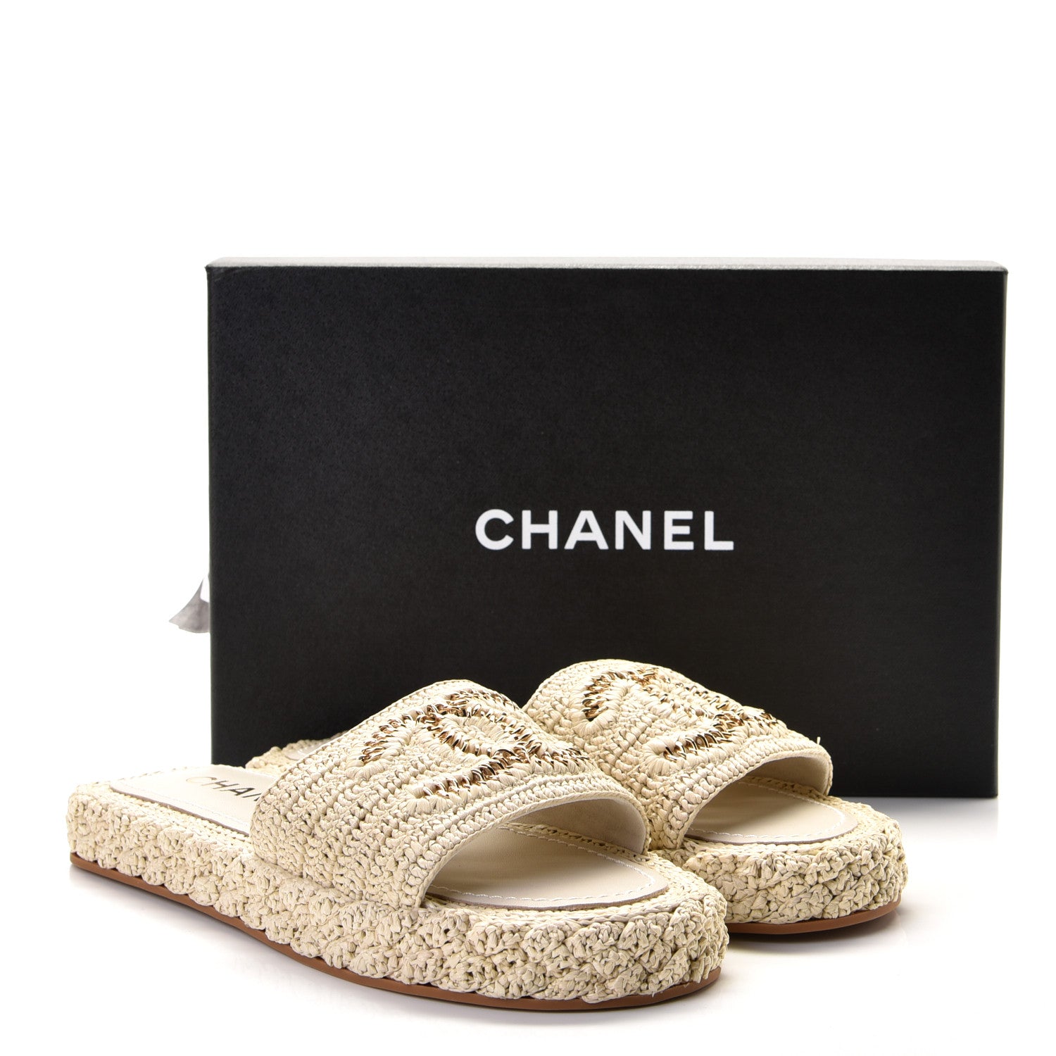 Chanel Cord Braided CC Mules 39 Light Beige 6 of 7