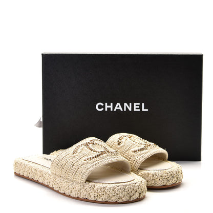 Chanel Cord Braided CC Mules 39 Light Beige 6 of 7