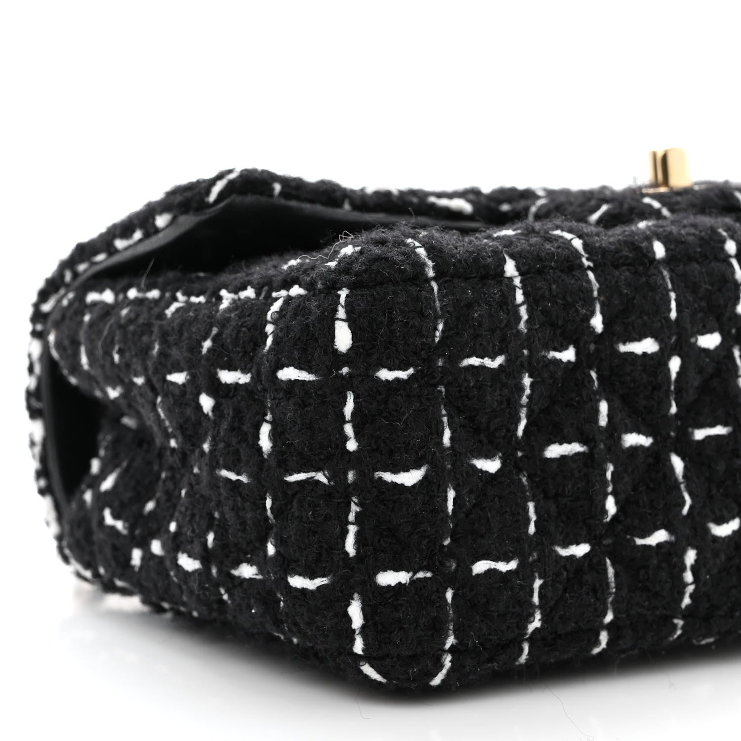 Chanel Tweed Quilted Mini Rectangular Flap Black White 9 of 10