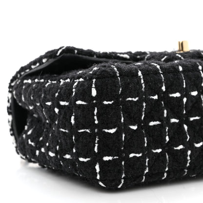 Chanel Tweed Quilted Mini Rectangular Flap Black White 9 of 10