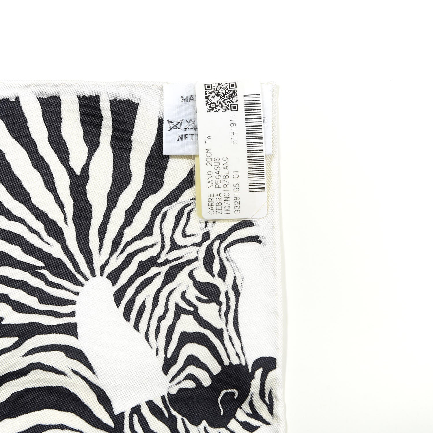 Hermes Silk Zebra Pegasus Nano Scarf 20 Black White 5 of 5