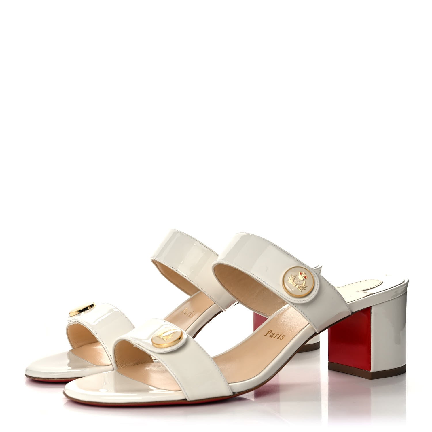 Christian Louboutin Patent Calfskin La Saviata 55 Sandals 39.5 Snow 3 of 9