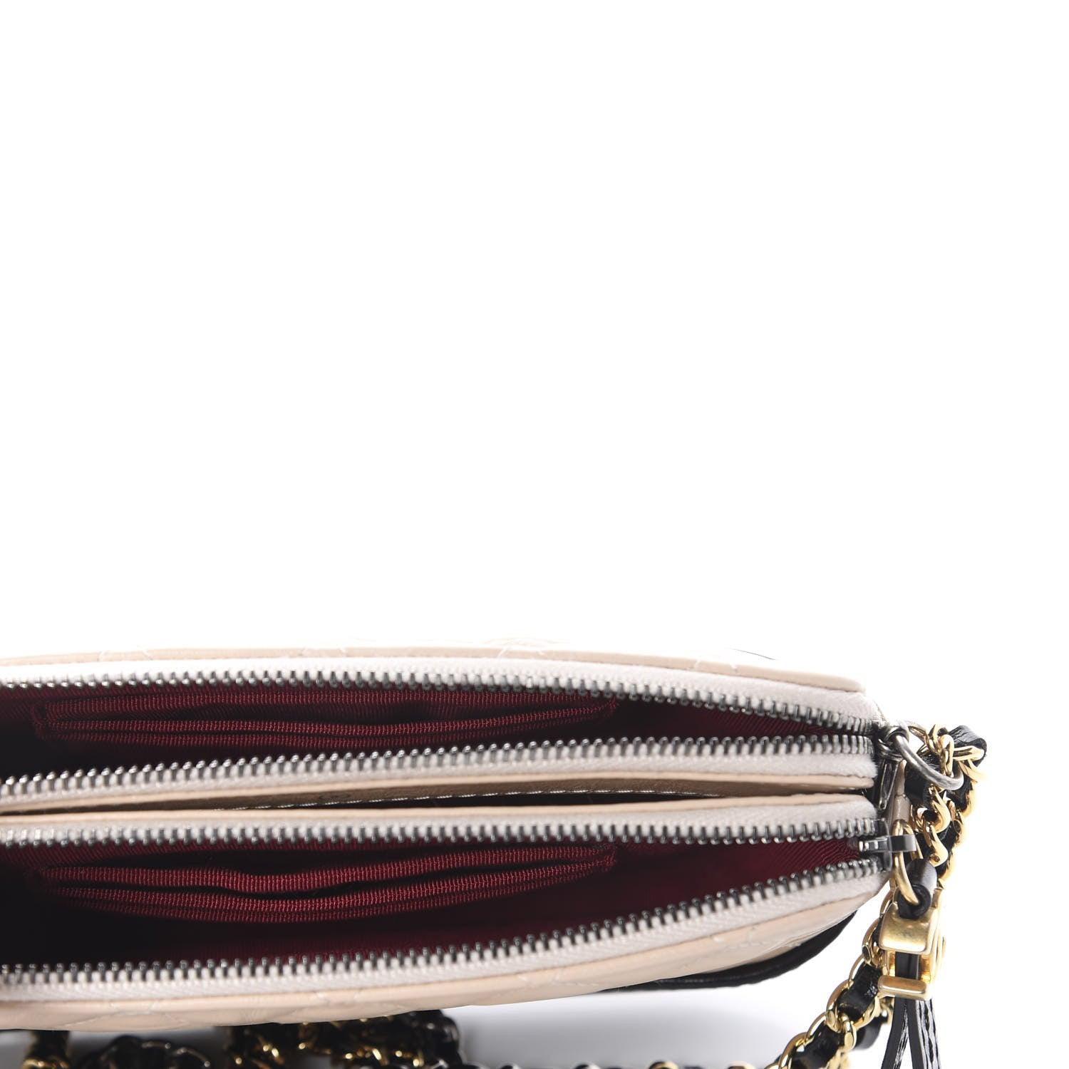 Chanel Aged Calfskin Quilted Small Gabrielle Clutch With Chain Beige Black 4 of 10