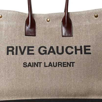 Saint Laurent Linen Calfskin Rive Gauche Tote Natural 8 of 10