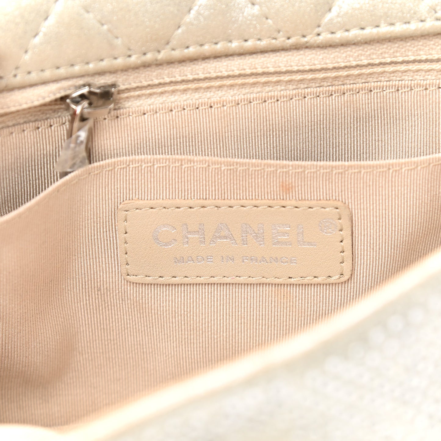 Iridescent Calfskin Studded Mini Flap Silver