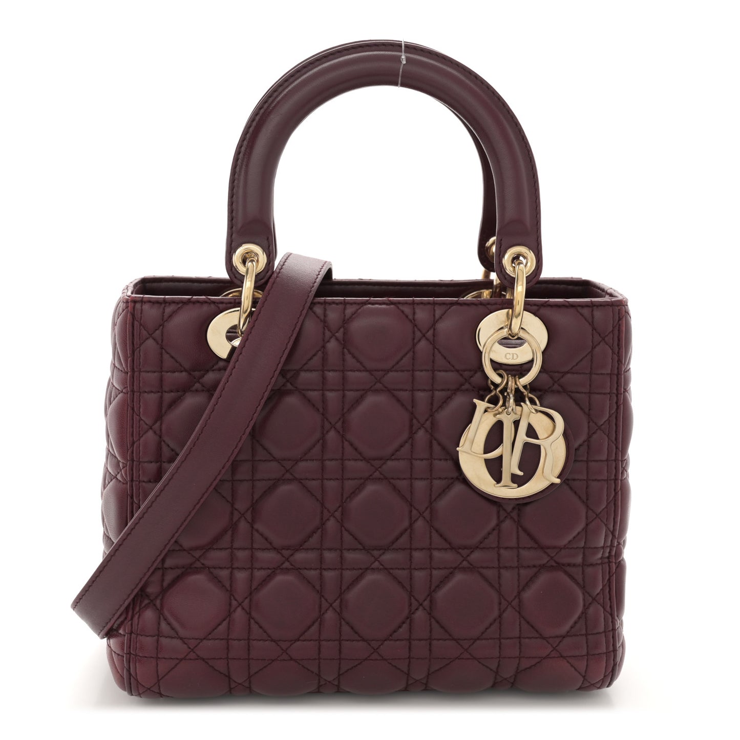 Lambskin Cannage Medium Lady Dior Burgundy