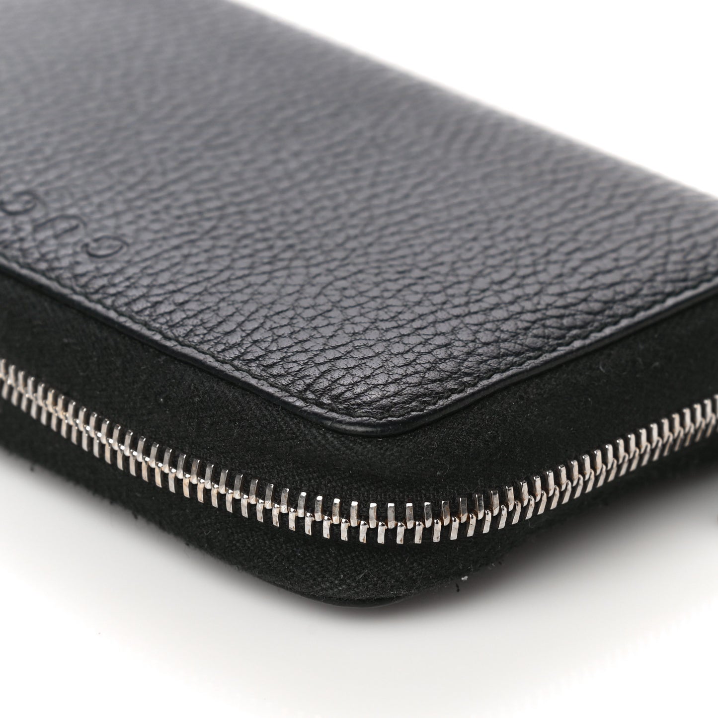Pebbled Calfskin Zip Around Wallet Black