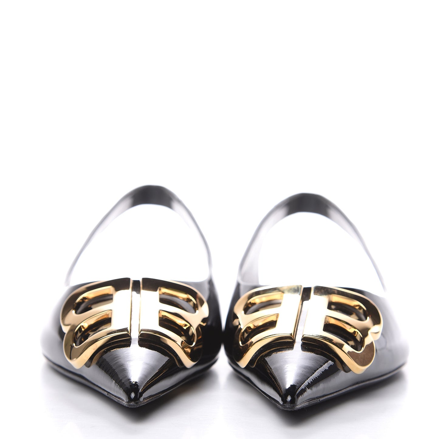 Patent BB Knife Pointy Toe Slingback Flats 37.5 Black