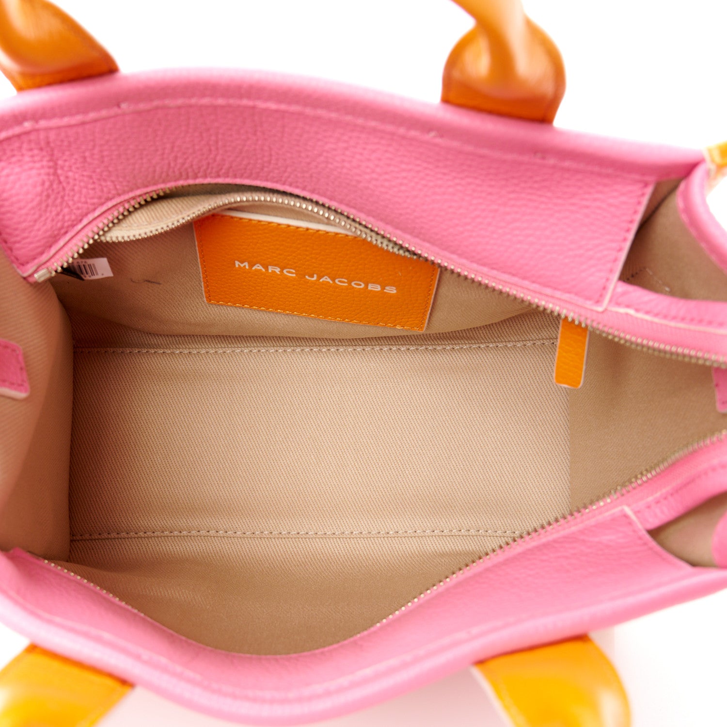 Marc Jacobs Grained Calfskin Small The Tote Bag Pink Orange
