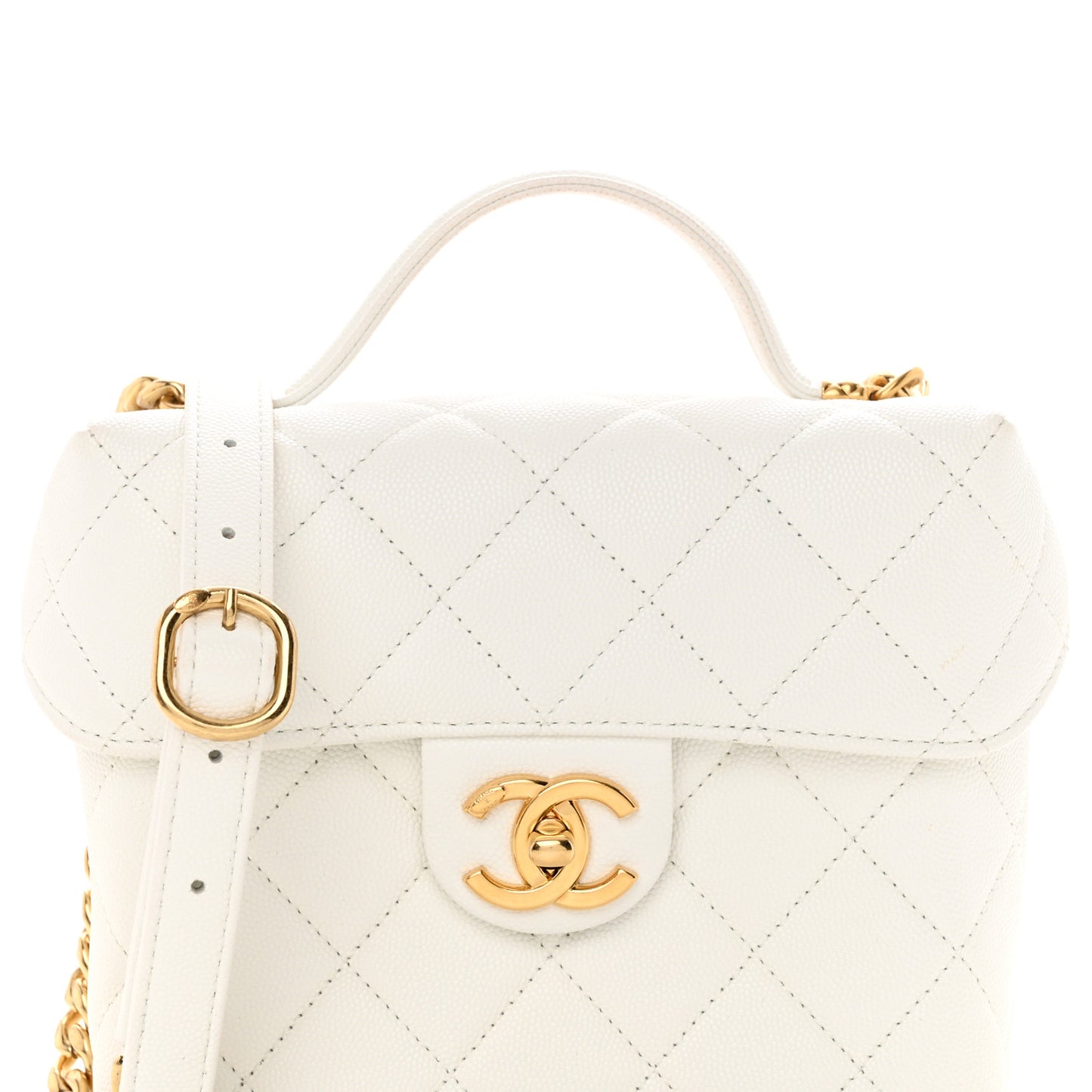 Caviar Quilted Handy Box Vanity Case White