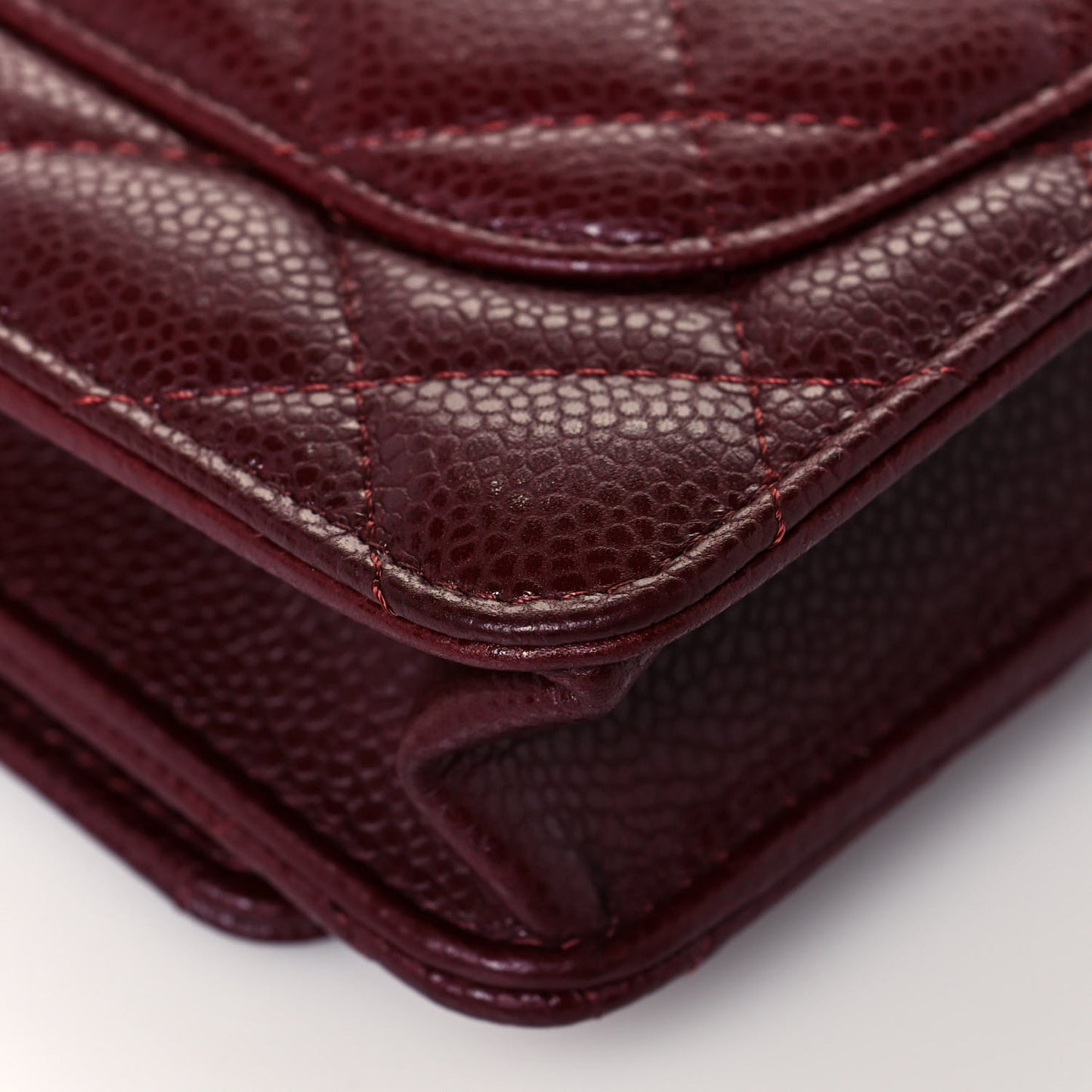 Caviar Quilted Wallet on Chain WOC Burgundy