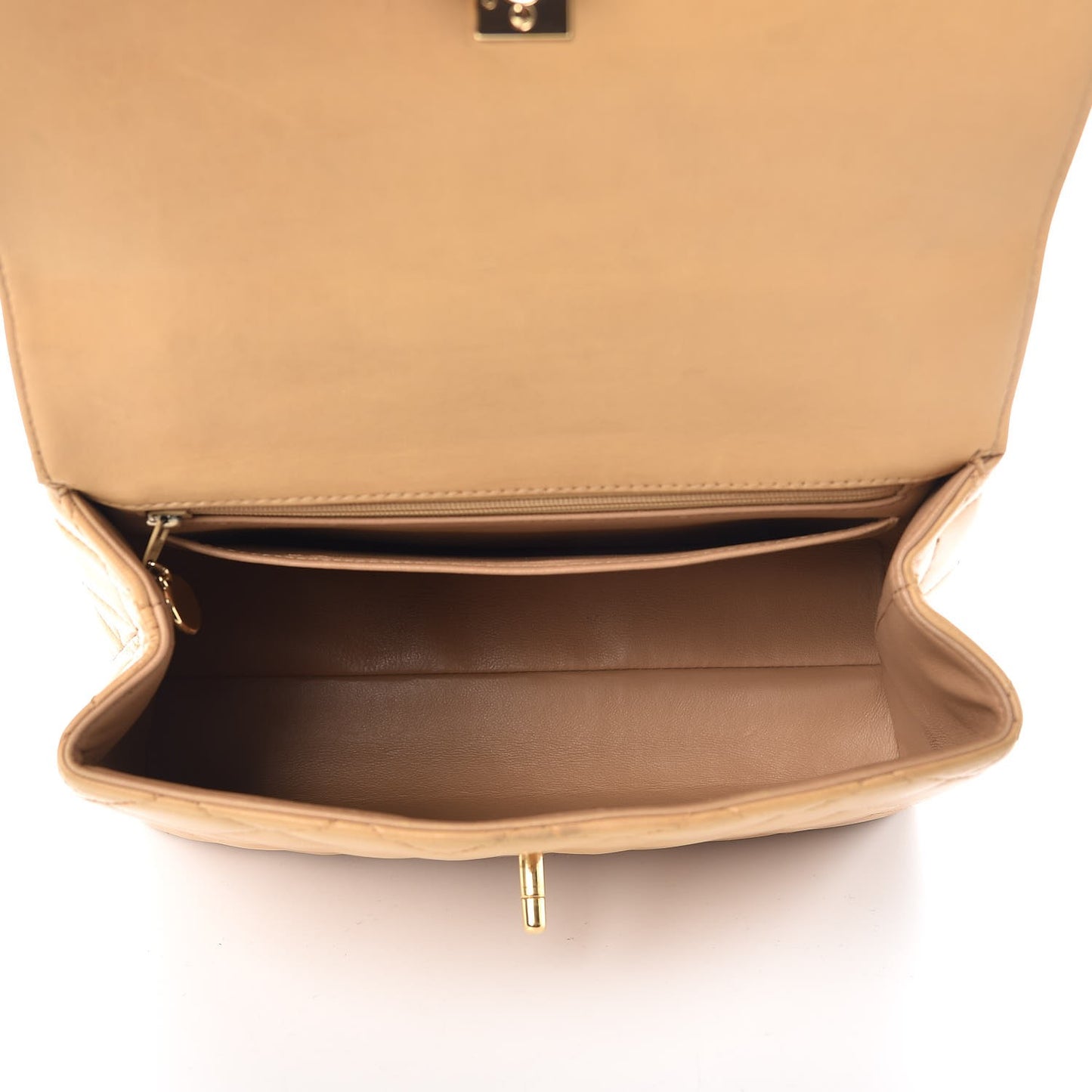Lambskin Quilted Medium Kelly Flap Bag Beige
