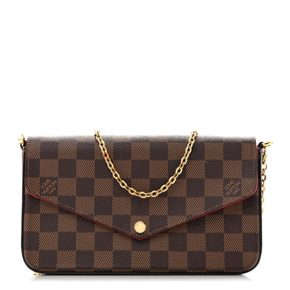 Louis Vuitton Damier Ebene Pochette Felicie Chain Wallet 1 of 13