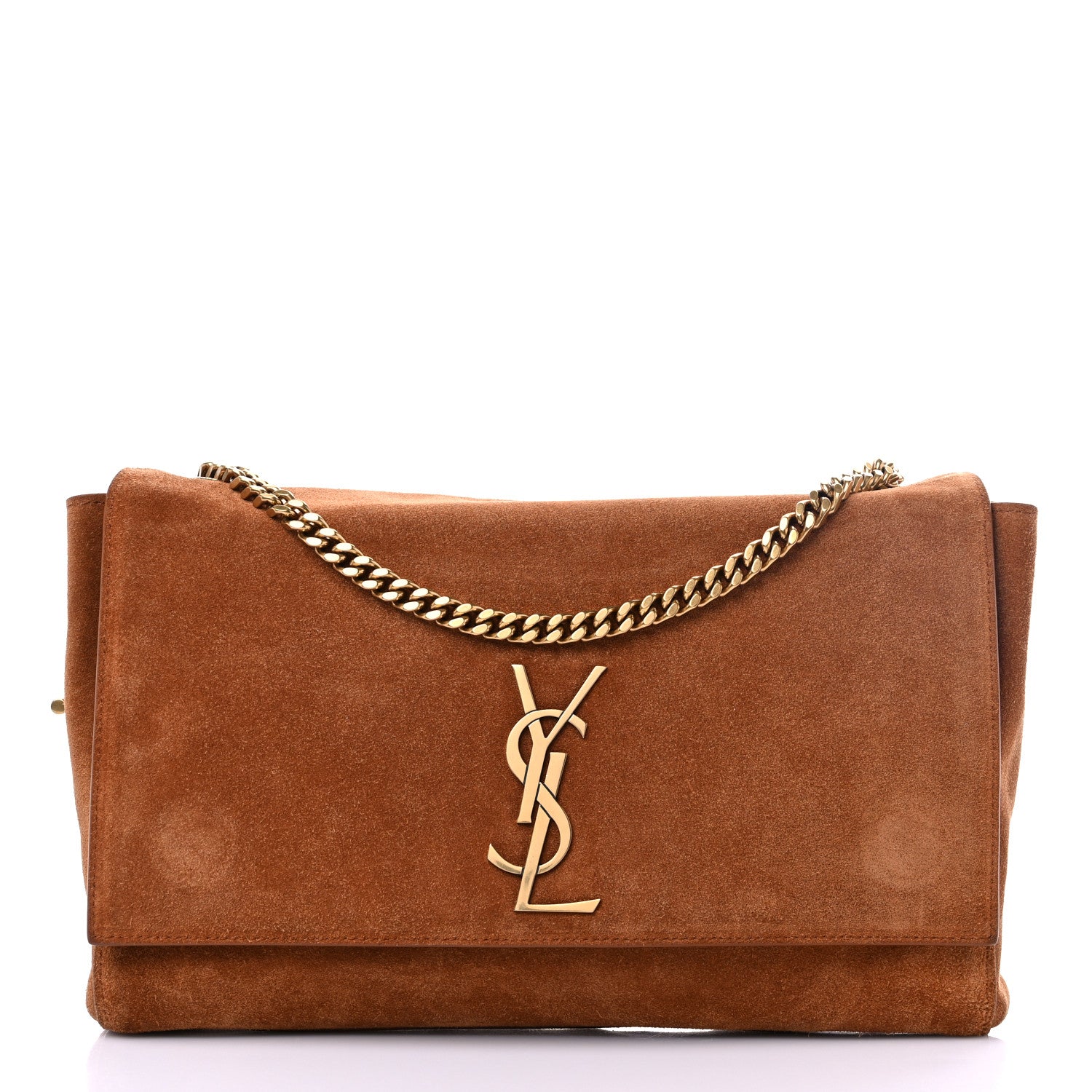 Saint Laurent Smooth Calfskin Suede Medium Reversible Monogram Kate Satchel Light Ochre 11 of 16