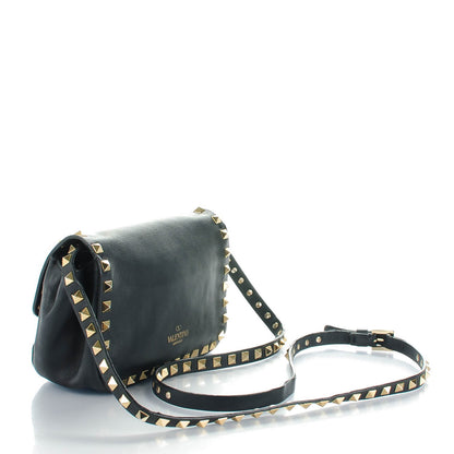 Valentino Garavani Vitello Mini Rockstud Flap Saddle Crossbody Bag Black 3 of 7