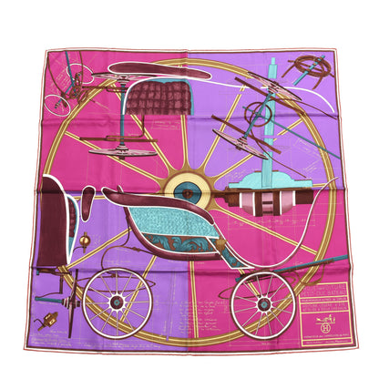 Hermes Silk Carre Geant Summer Petit Duc Scarf 140 Fuchsia Cyclamen Vert 1 of 4