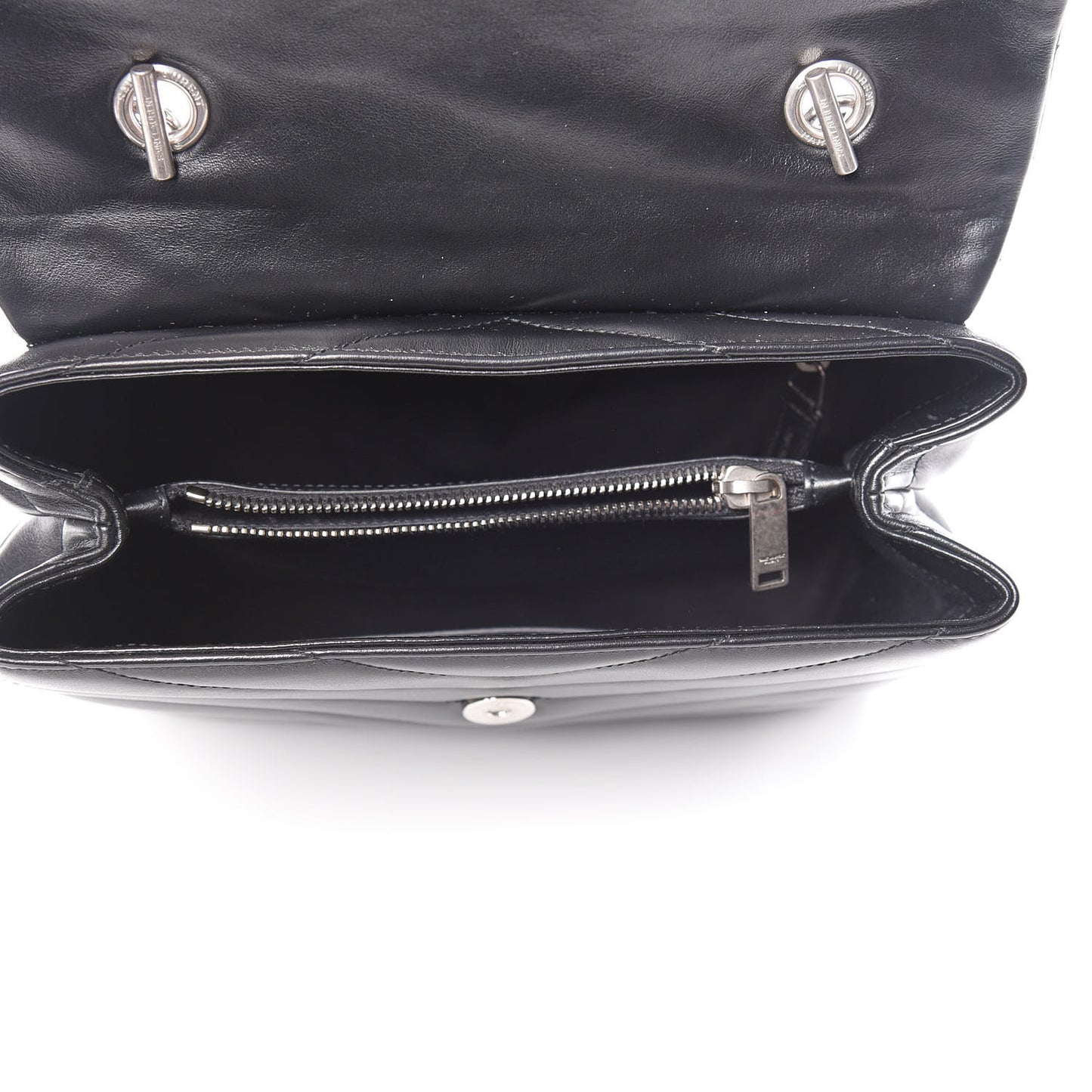 Calfskin Y Quilted Monogram Medium Loulou Satchel Black
