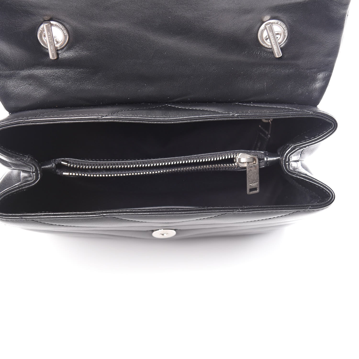 Saint Laurent Calfskin Y Quilted Monogram Medium Loulou Satchel Black 5 of 11