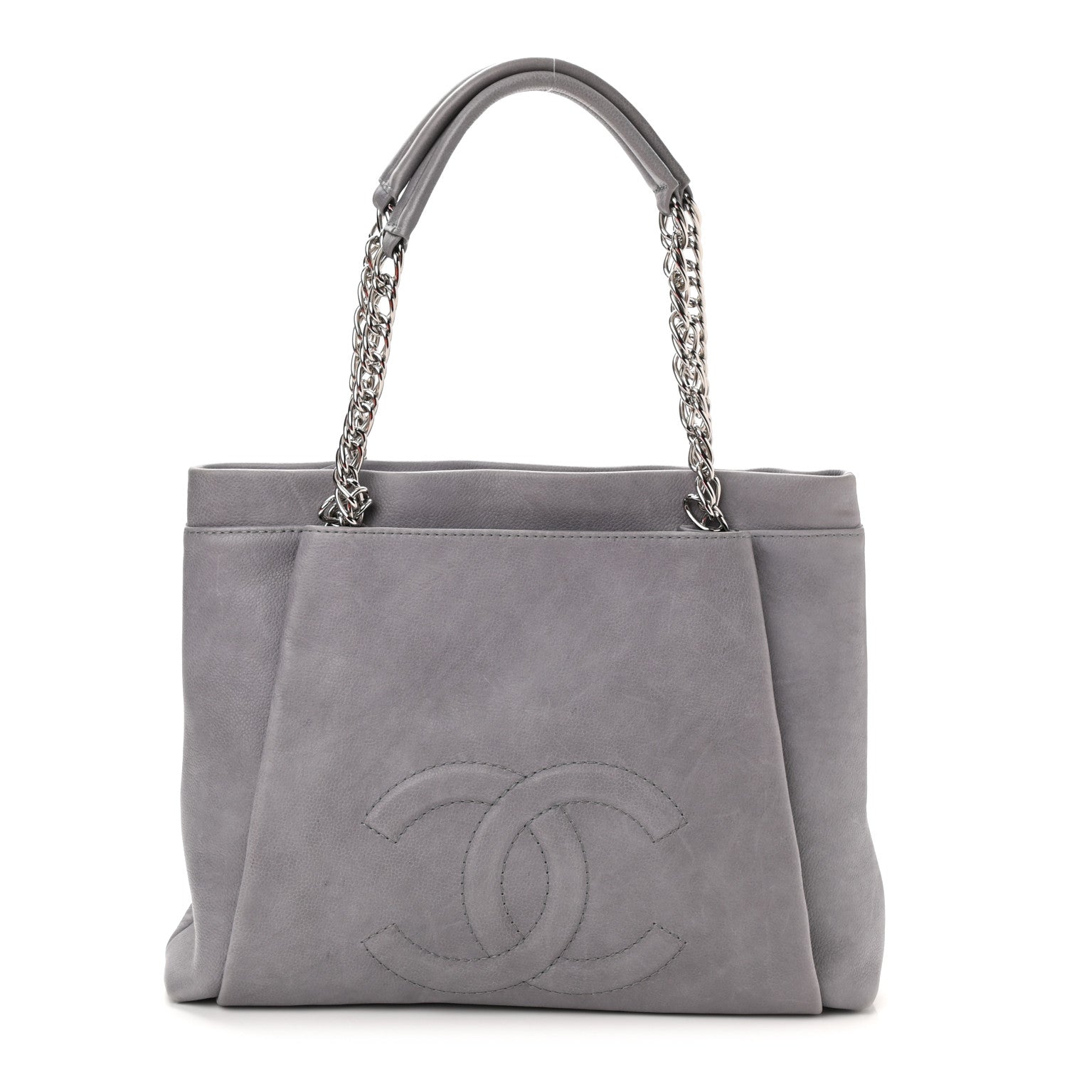 Chanel Caviar Large CC Tuck Tote Grey 1 of 10
