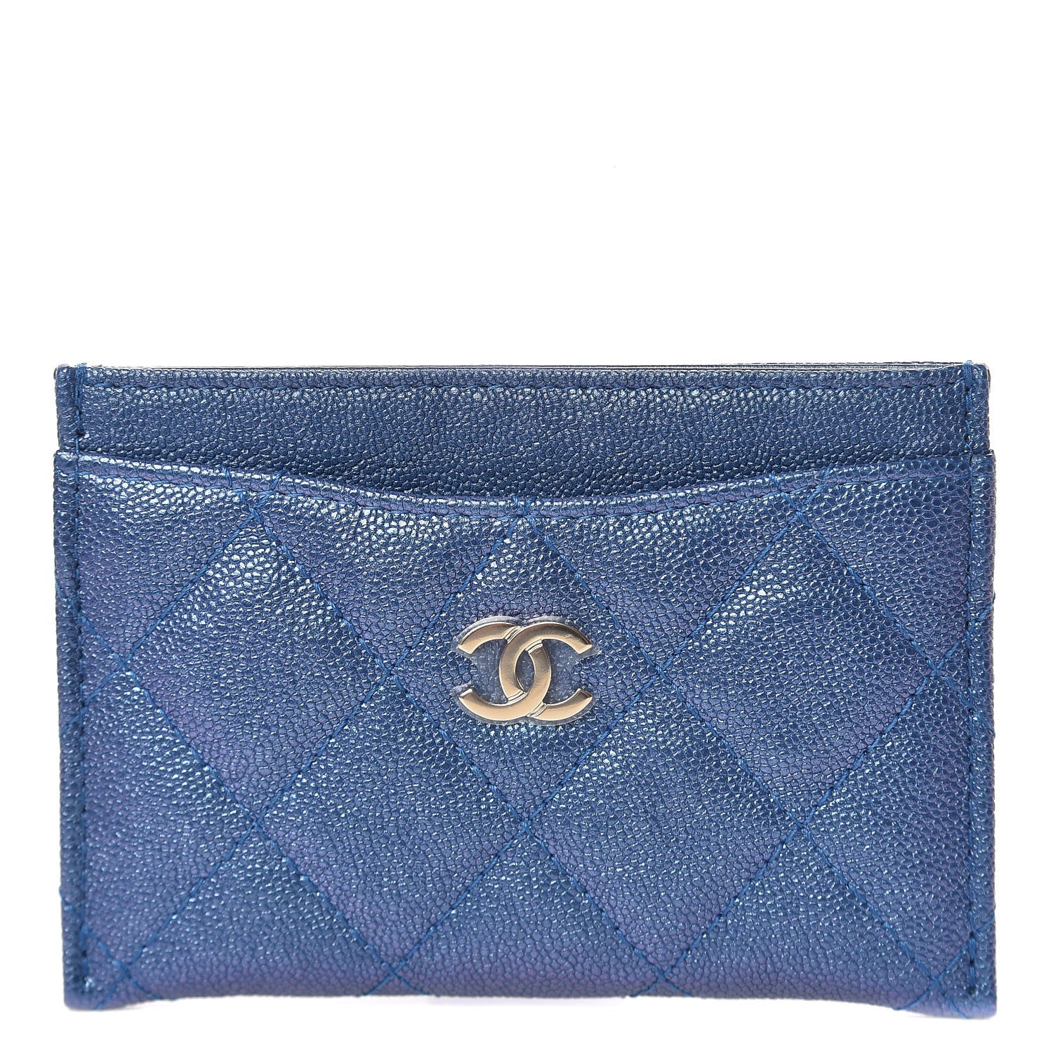 Chanel Iridescent Caviar Quilted Card Holder Dark Blue 1 of 9