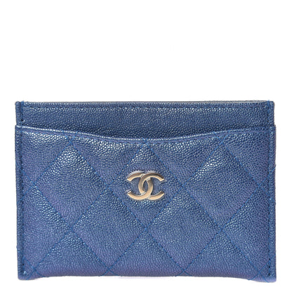 Chanel Iridescent Caviar Quilted Card Holder Dark Blue 1 of 9