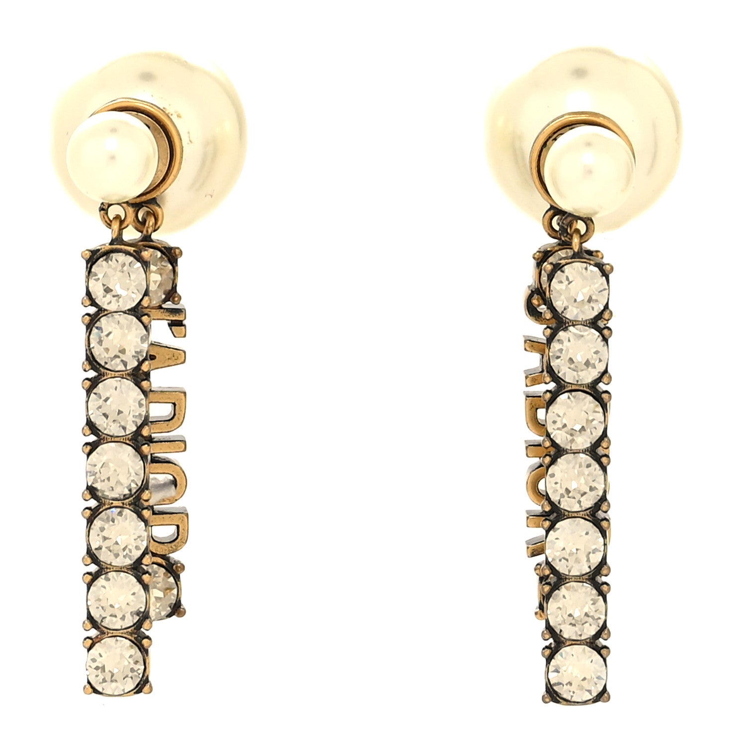 Christian Dior Pearl Crystal J'Adior Tribales Earrings Antique Gold 1 of 4