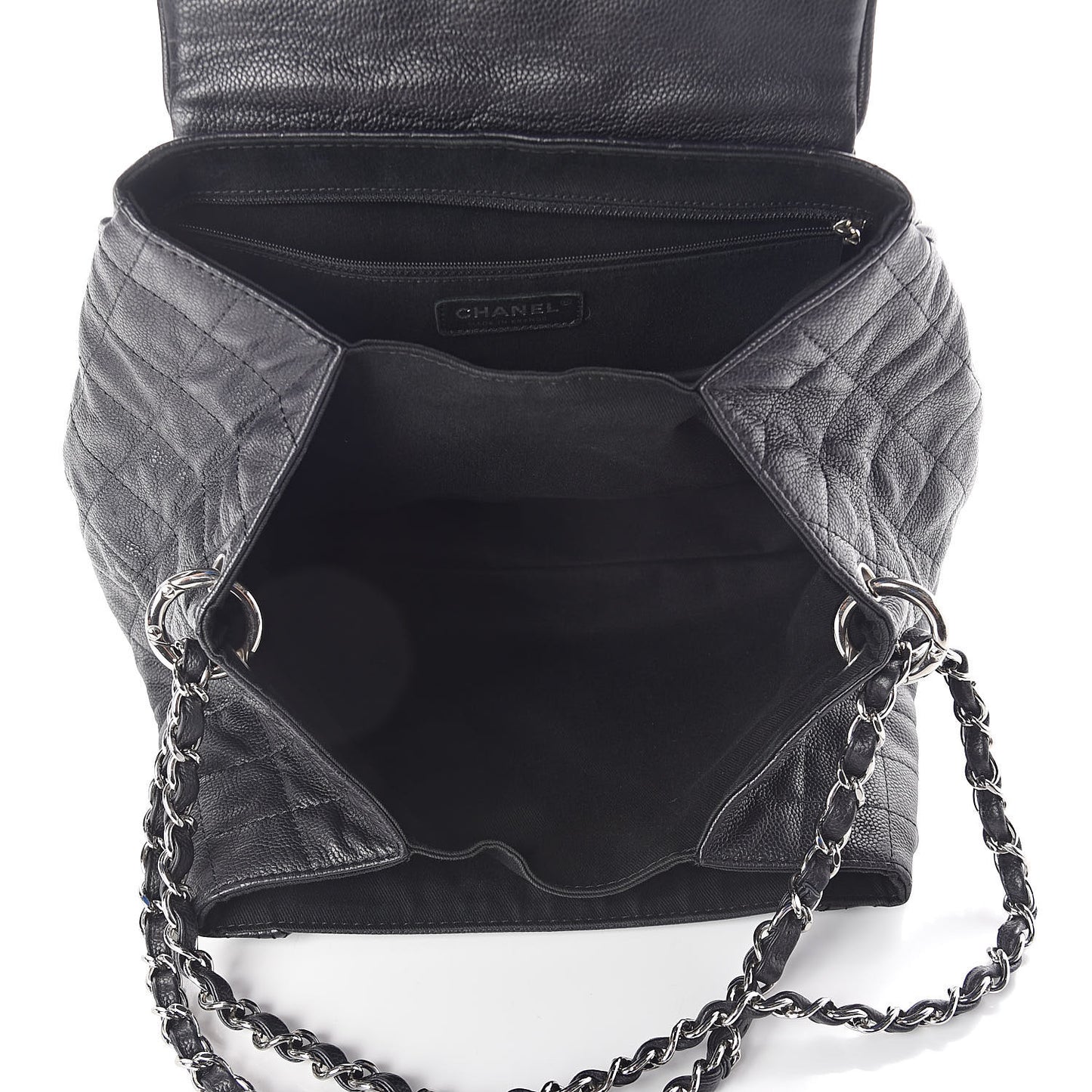 Caviar Quilted Timeless Accordion Flap Black