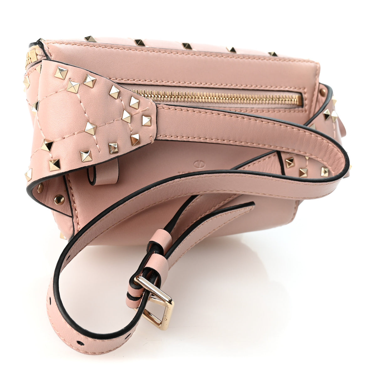 Lambskin Rockstud Spike Belt Bag 85 Water Rose