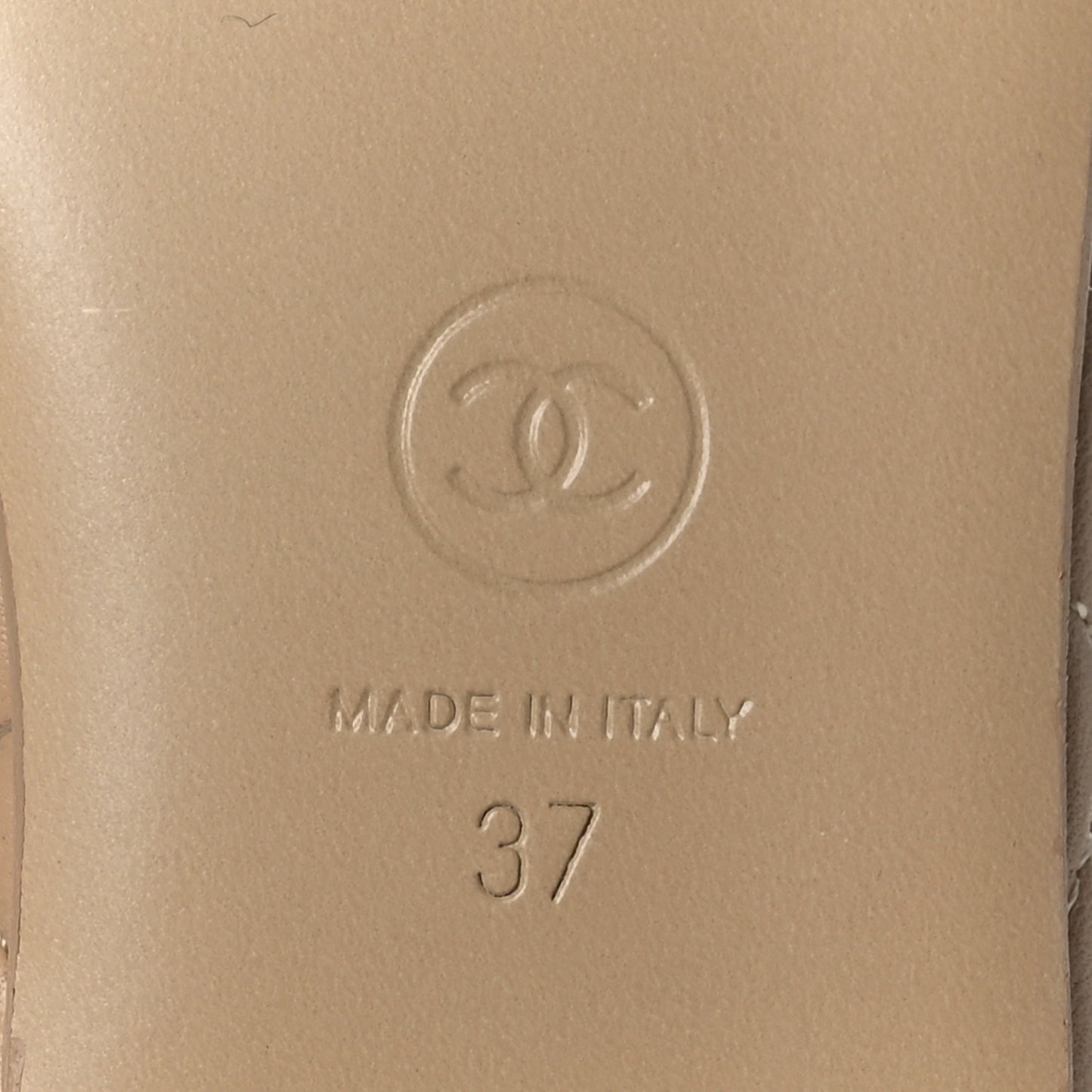 Lambskin Quilted CC Ballerina Flats 37 Light Beige