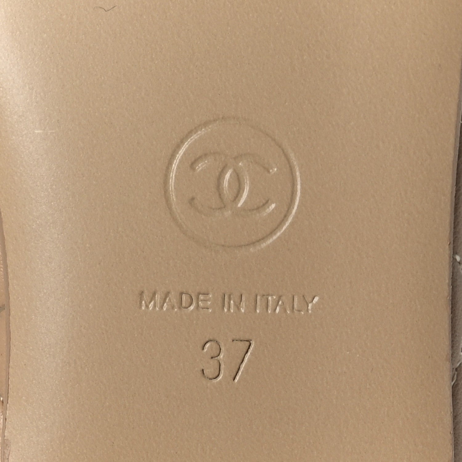 Chanel Lambskin Quilted CC Ballerina Flats 37 Light Beige 8 of 8