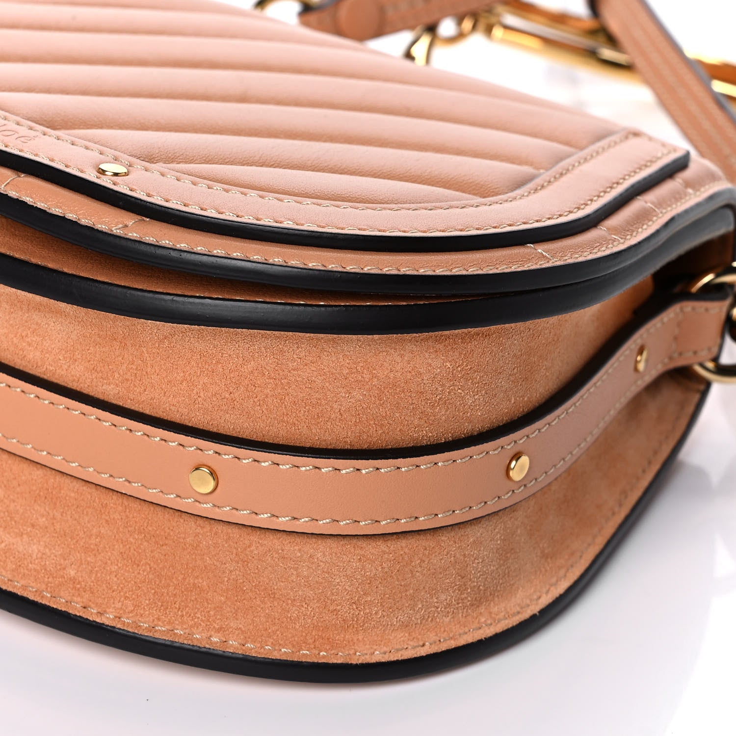Chloe Calfskin Suede Quilted Small Nile Bracelet Bag Caramel 10 of 11