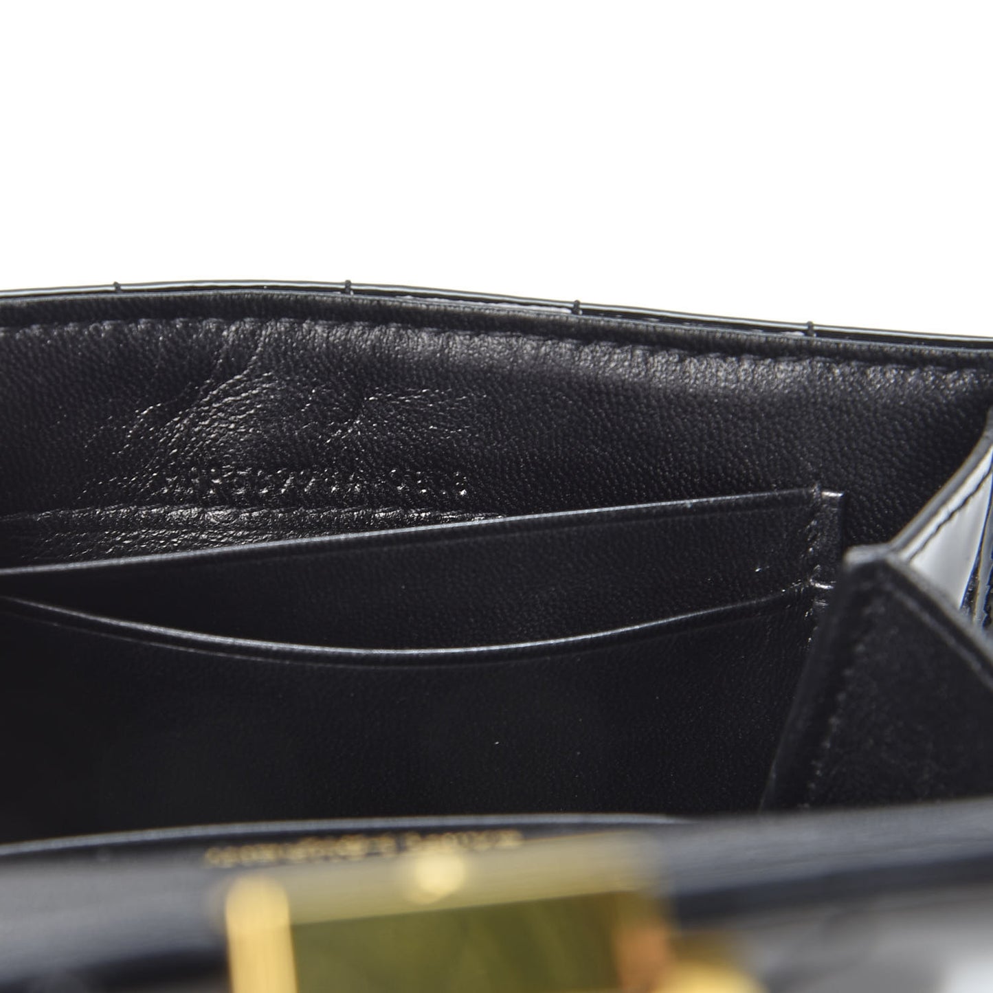 Patent Matelasse Monogram Vicky Tri-Fold Wallet Black