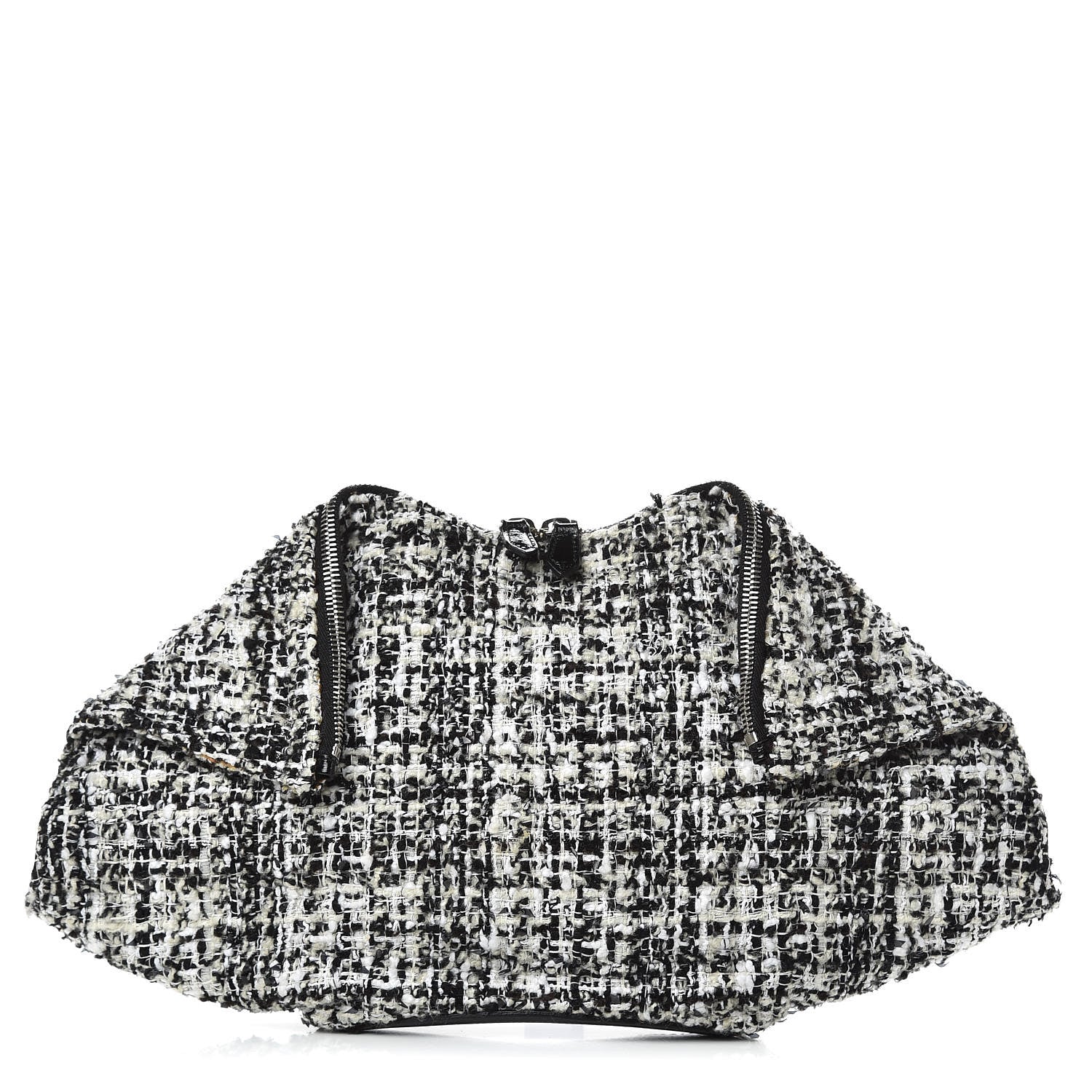 Alexander McQueen Tweed Calfskin Manta Clutch Black White 1 of 9