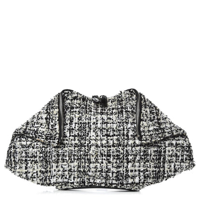 Alexander McQueen Tweed Calfskin Manta Clutch Black White 1 of 9