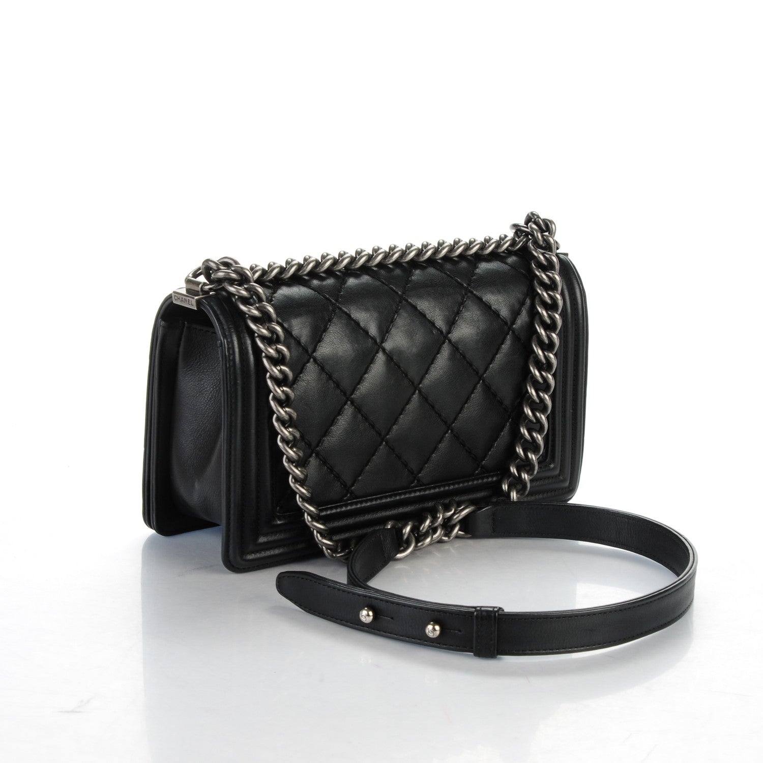 Chanel Calfskin Stitched Medium Boy Flap Black 3 of 7