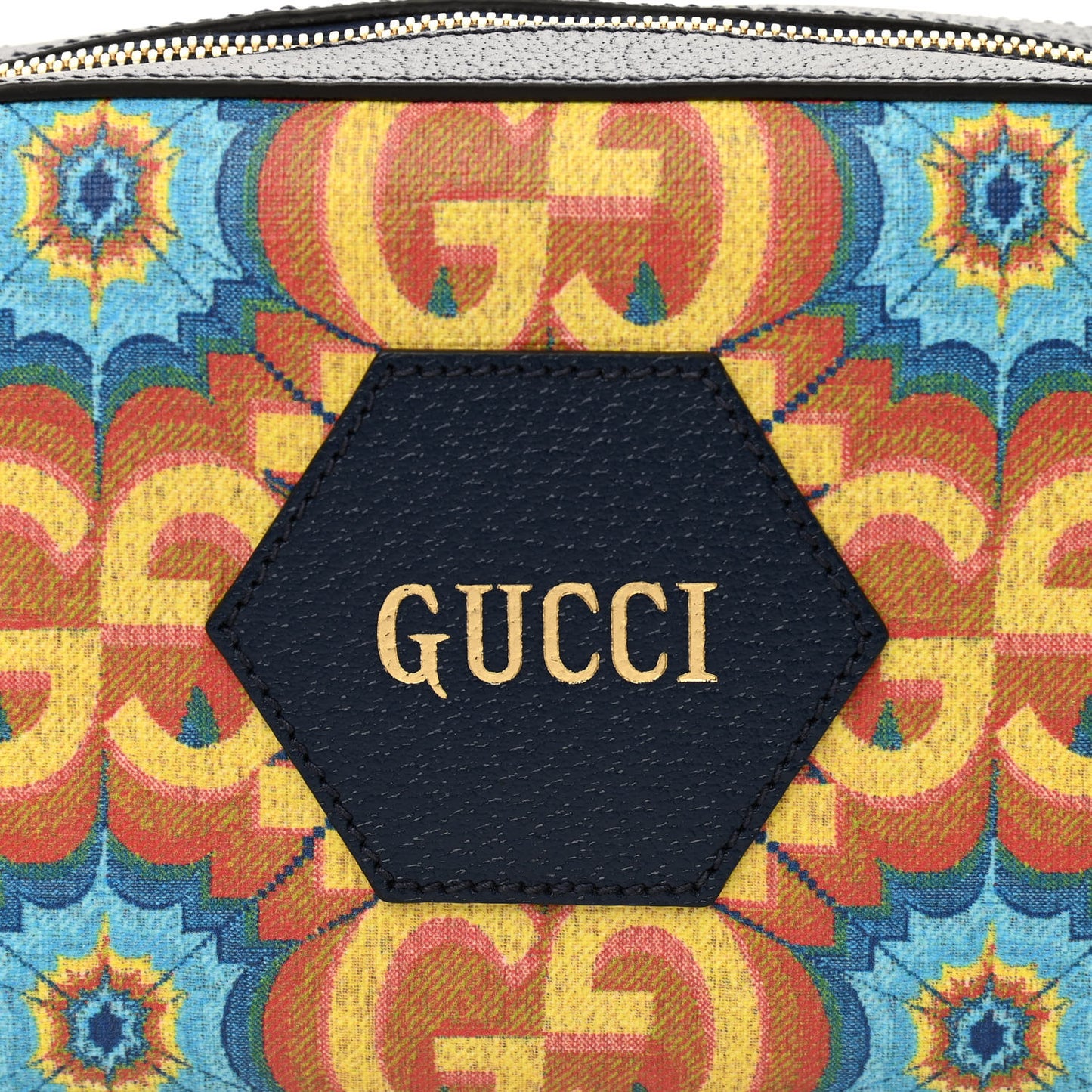 GG Supreme Kaleidoscope Calfskin Script Logo Gucci 100 Camera Bag Blue Orange Multicolor Blue Agata