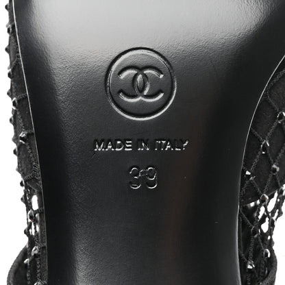 Chanel Resille Strass Kid Suede Patent Mary Jane Short Boots 39 Black 7 of 12