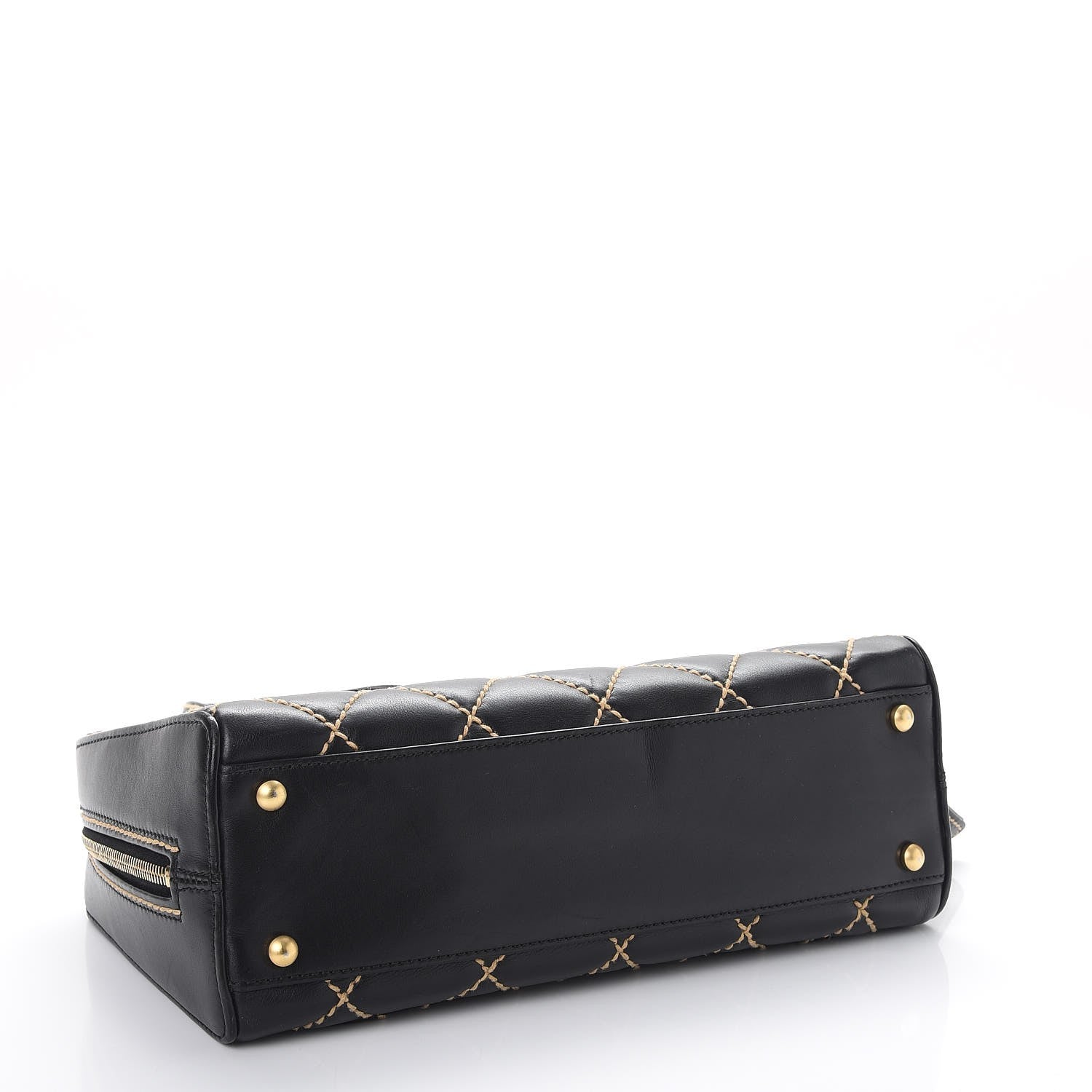 Chanel Calfskin Wild Stitch Top Handle Bag Black 4 of 9