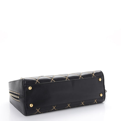 Chanel Calfskin Wild Stitch Top Handle Bag Black 4 of 9