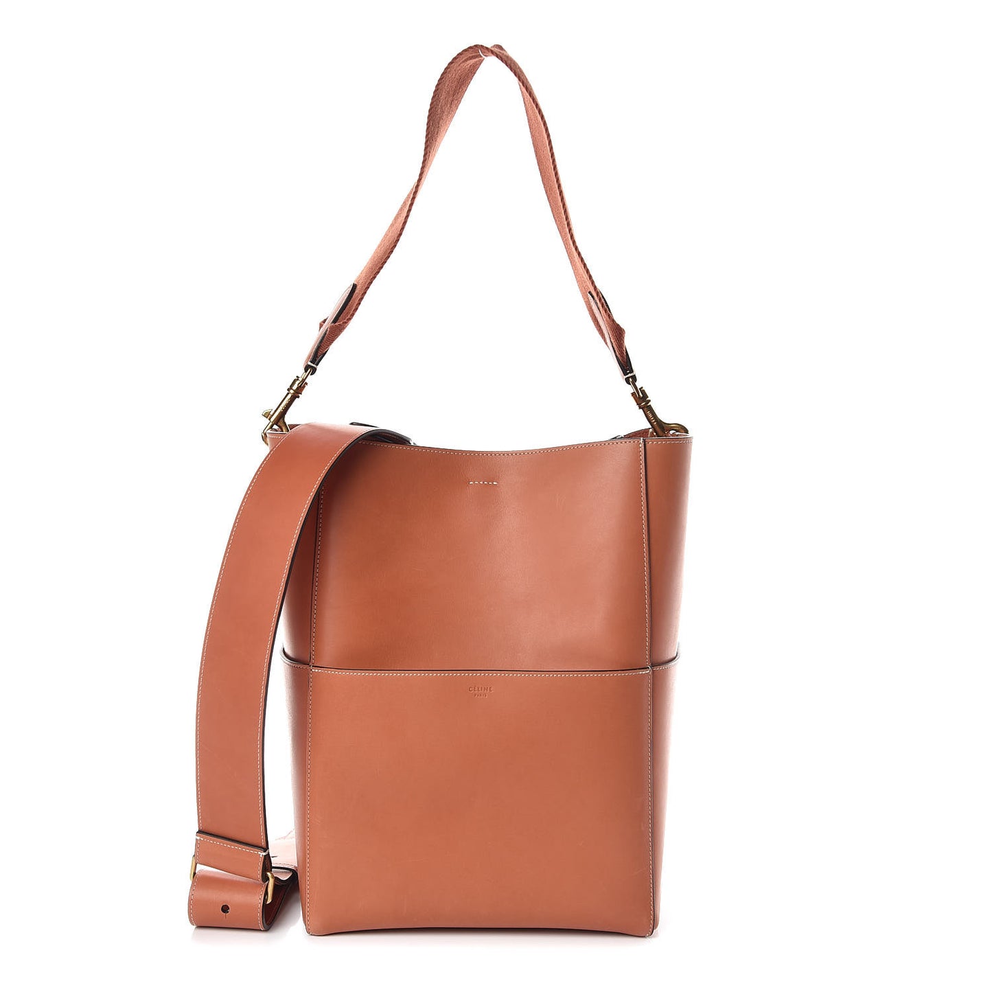 Natural Calfskin Sangle Bucket Bag Terracotta