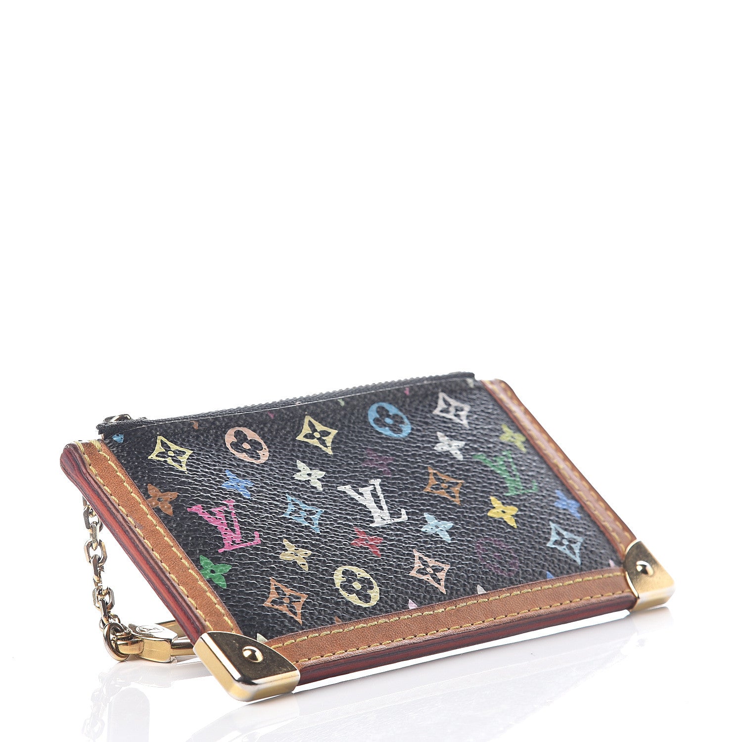 Louis Vuitton Monogram Multicolor Key Pouch Black 3 of 5