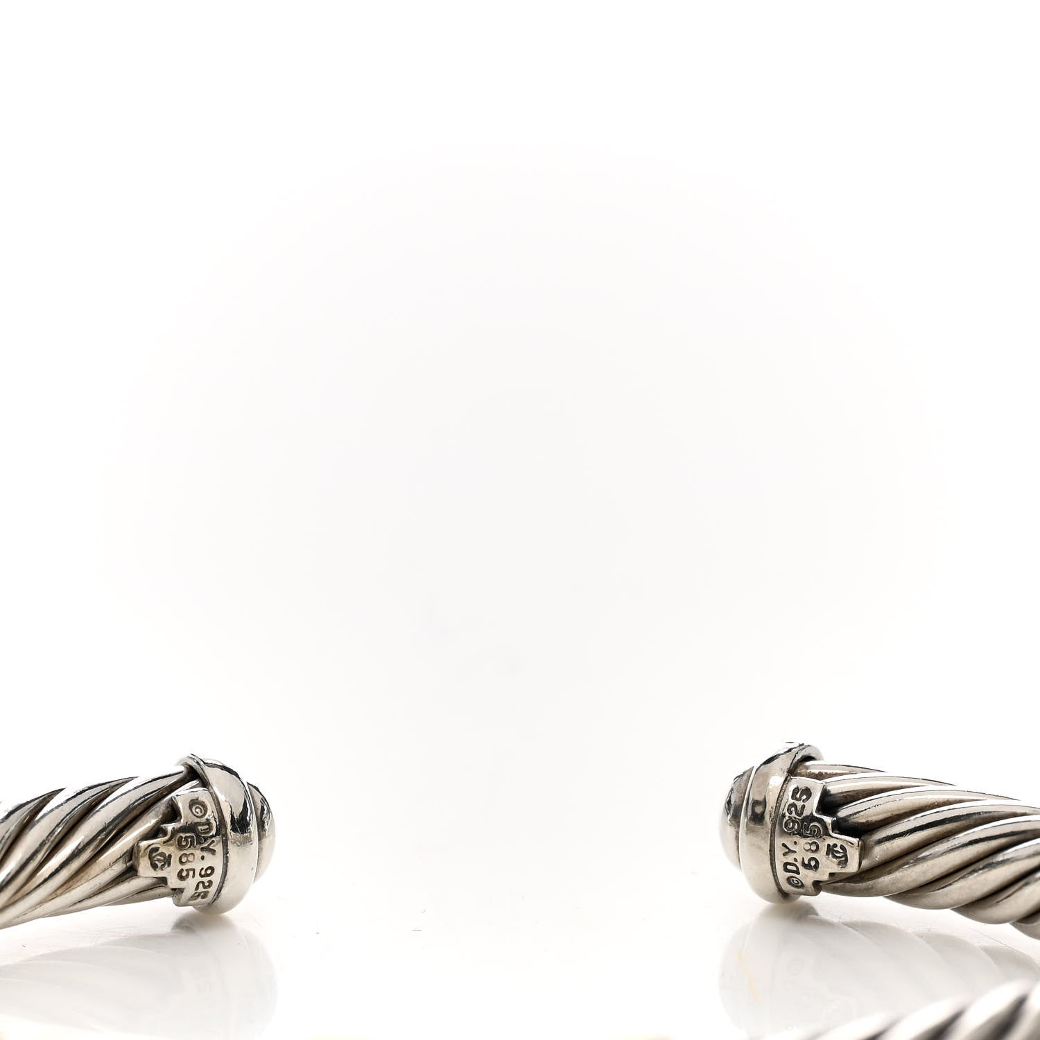 David Yurman Sterling Silver 14K Yellow Gold 7mm X Station Cable Bracelet 3 of 3