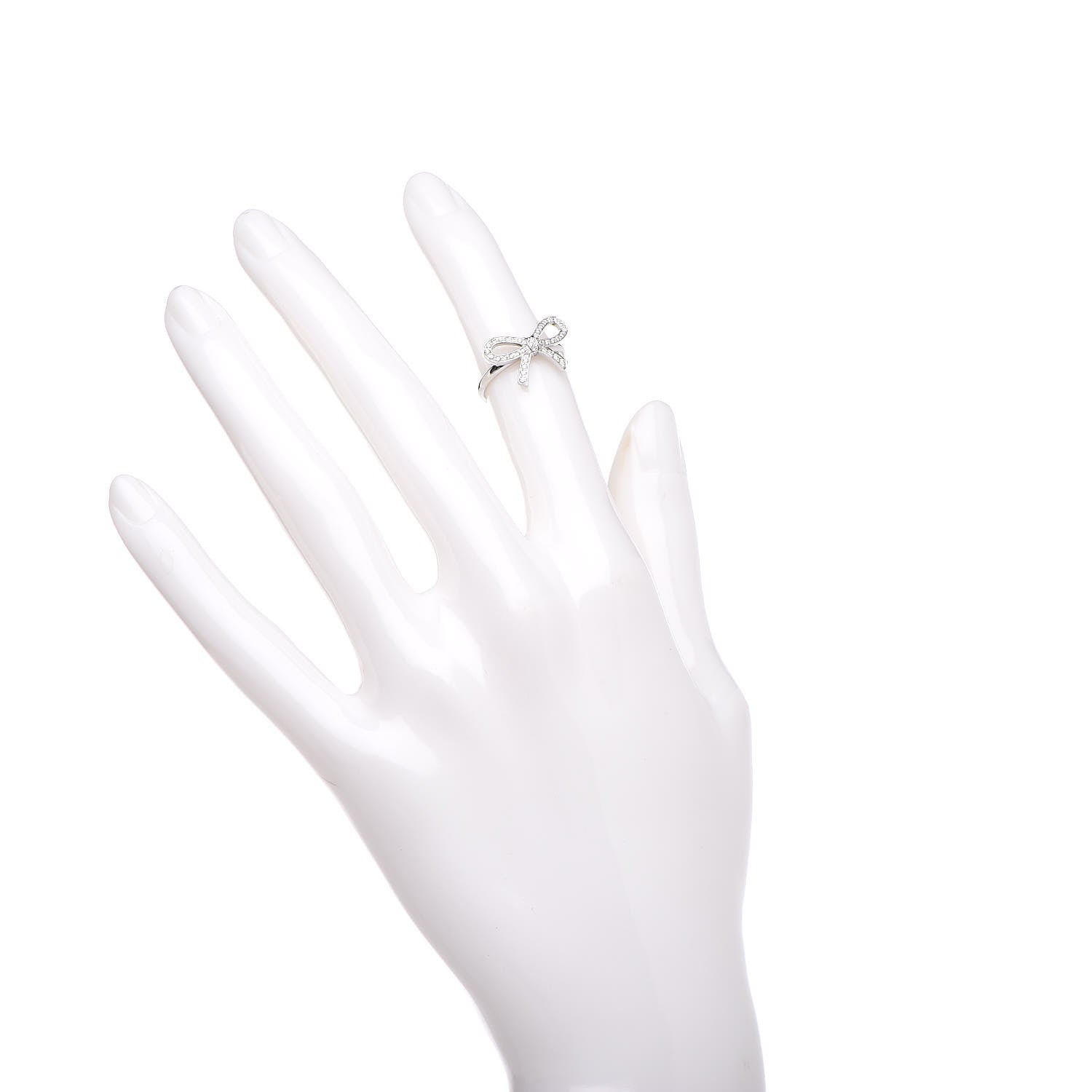 Tiffany Platinum Diamond Bow Ring 46 3.75 2 of 5