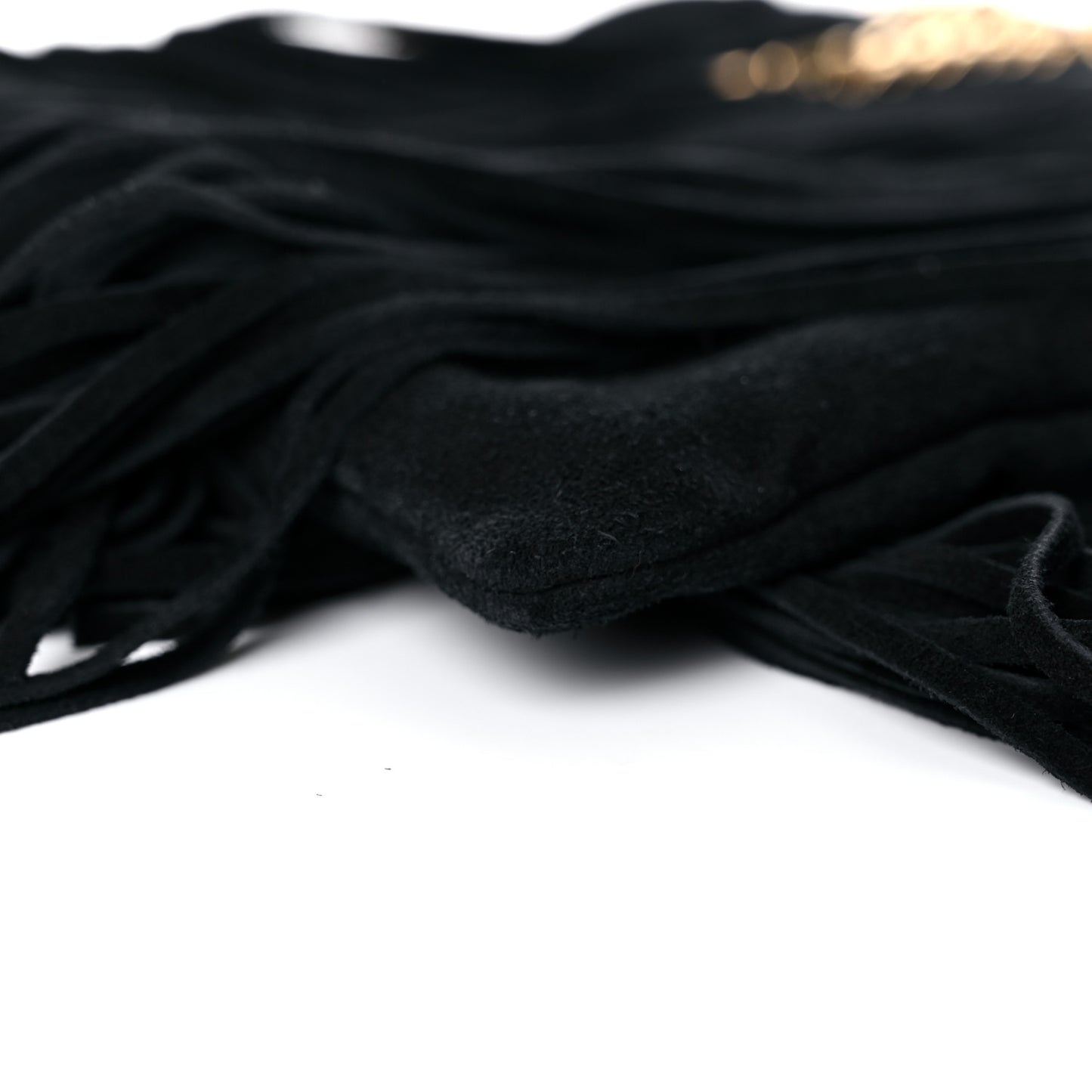 Suede Calfskin Small Grace Fringed Hobo Bag Rope Black