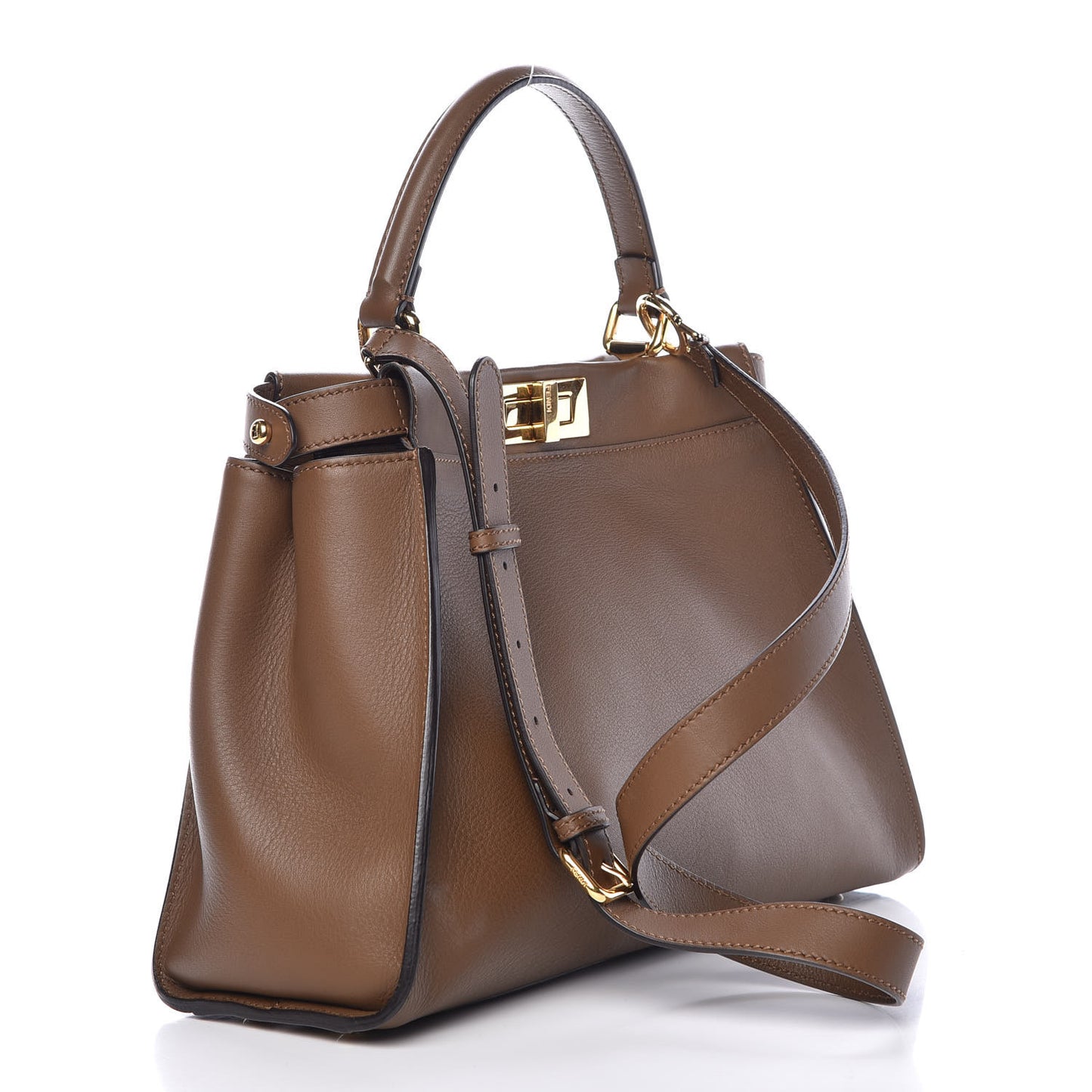 Vitello Seta Fabric Jacquard Pequin Medium Peekaboo Iconic Satchel Foresta Tobacco